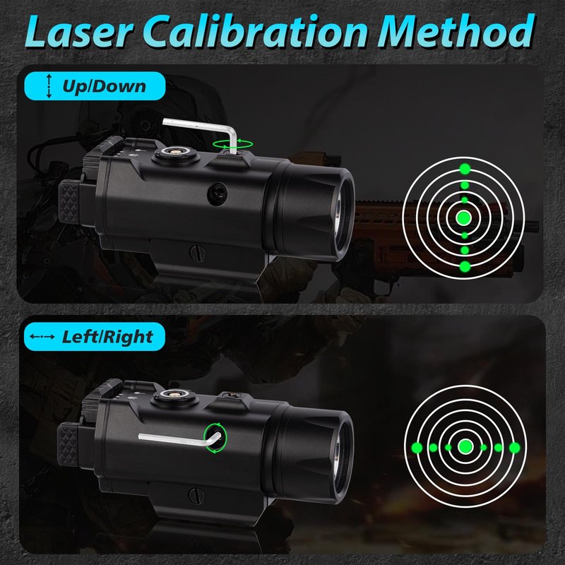 GOPLANT 1750 Lumens Weapon Laser Light Combo - Adjustable Rail LED Light and Green Laser Flashlight, Aircraft-Grade Aluminum, Magnetic Rechargeable Strobe Tactical Flashlight for Picatinny or GL Rail