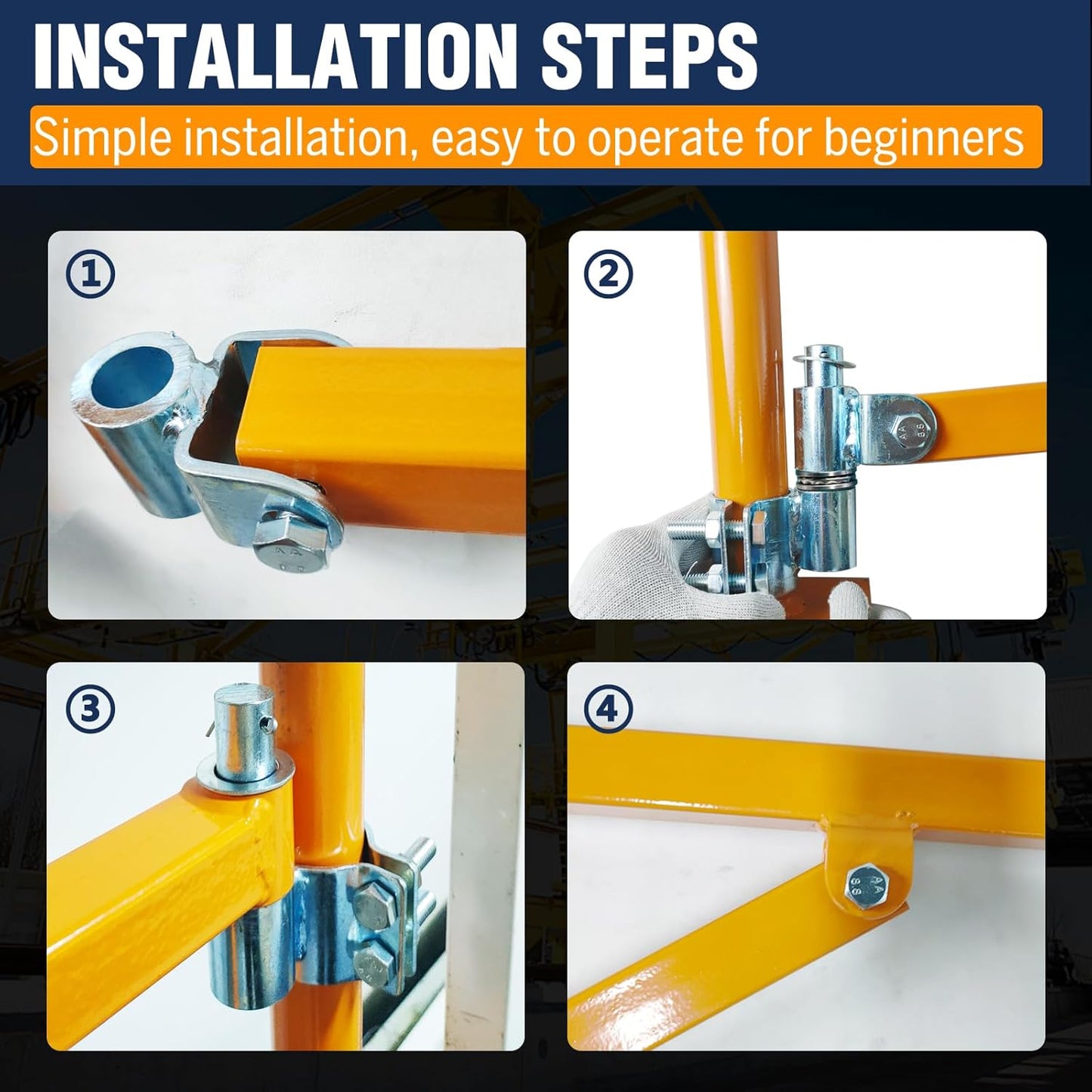 Wall Mount Jib Crane,Hoist Bracket,660lbs Max Load Capacity Electric Scaffolding Lift,All Steel Construction,Electric Hoist Holder Swing Arm with Pole,Shop Crane Jib with 180 Degree Rotation