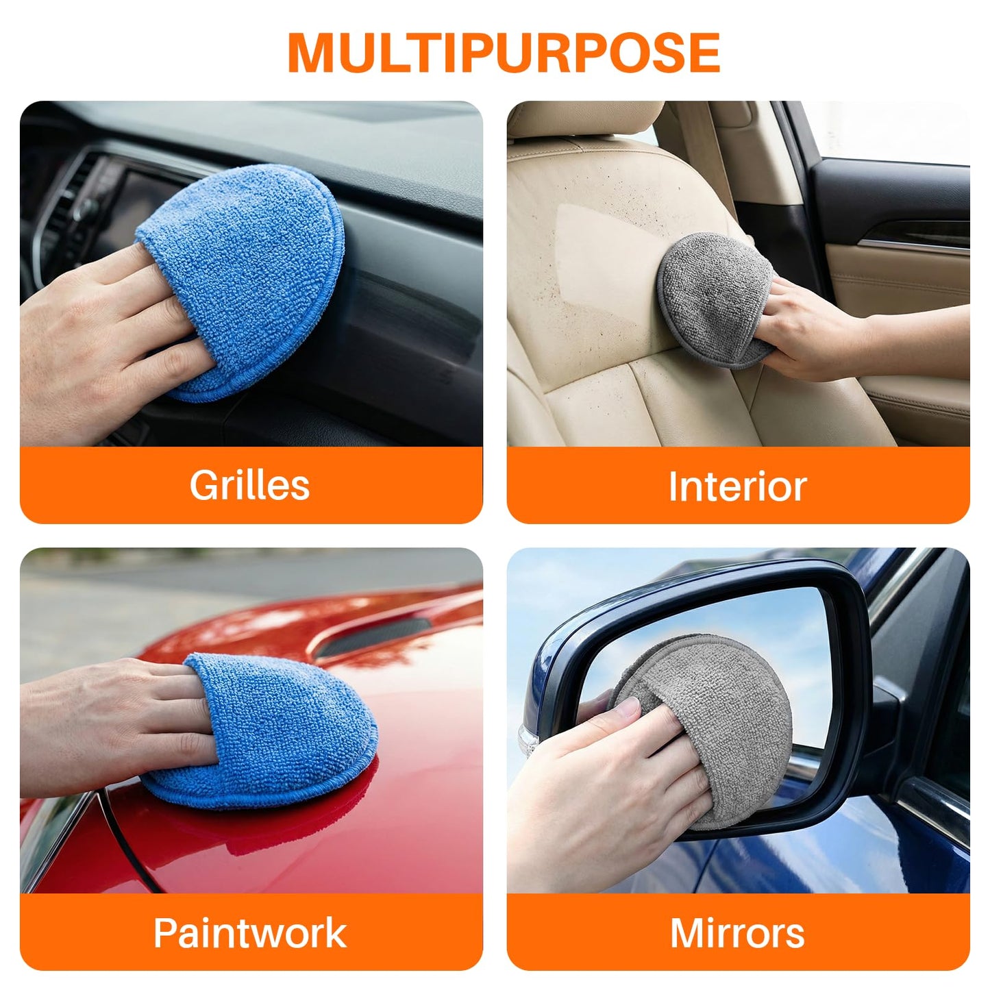 SZTCECDM Microfiber Wax Applicator Pads, Car Wax Applicator with Finger Pocket, Buffing & Detail Polishing Foam Pads for Car Cleaning and Fine Polishing (5 inch, 12 Pack)