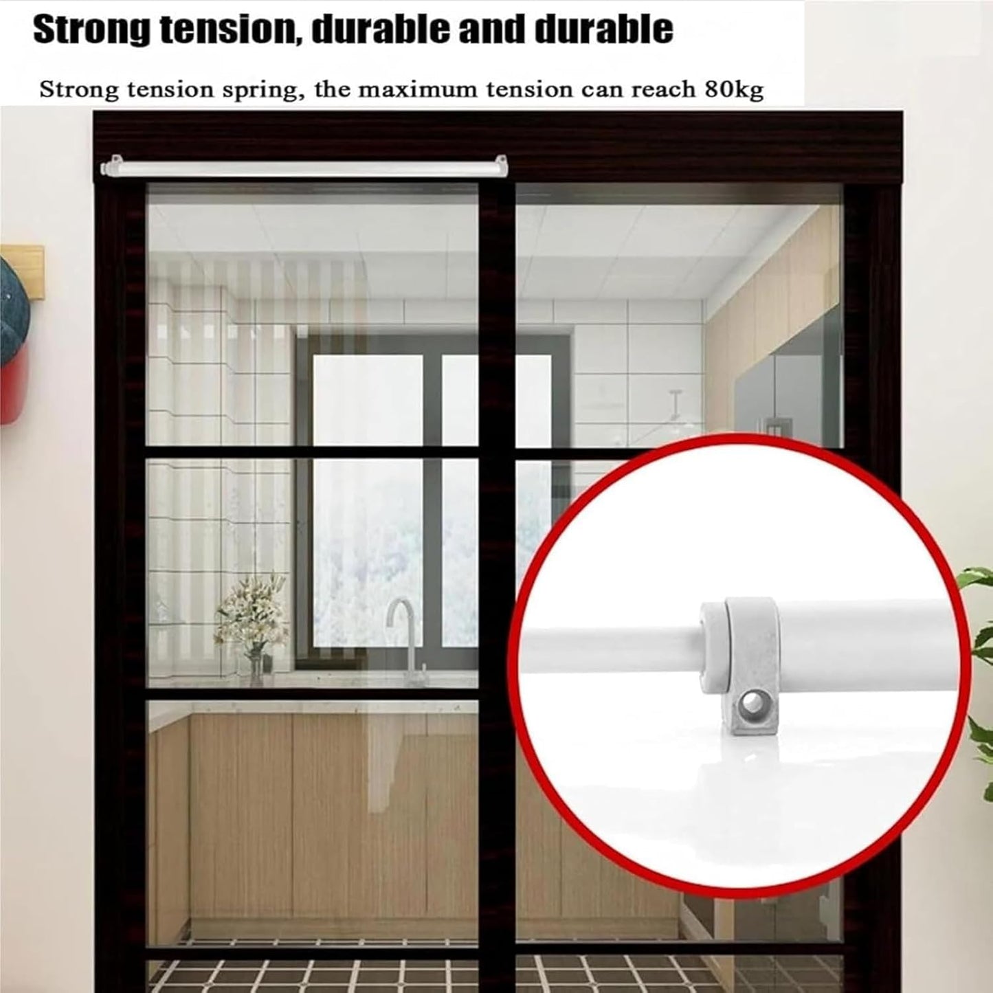 Self Closing Patio Door Closer, Sliding Door Quiet Automatic Closer, Adjustable Closing Cushion Speed, for Door Widths from 29.5 to 51", for Balconies, Kitchen