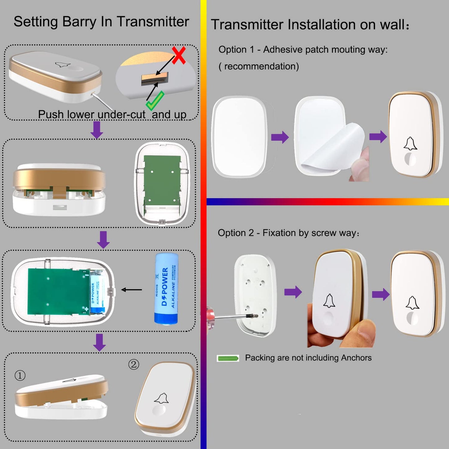 LUAMB Wireless Doorbell, 1,000ft Range Loud Enough with 5Volume Levels and Mute Mode Door Chimes LED Flashing