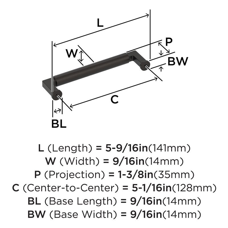 Amerock Balon 5-1/16 inch (128 mm) Center-to-Center Oil-Rubbed Bronze Cabinet Pull, BP37484ORB