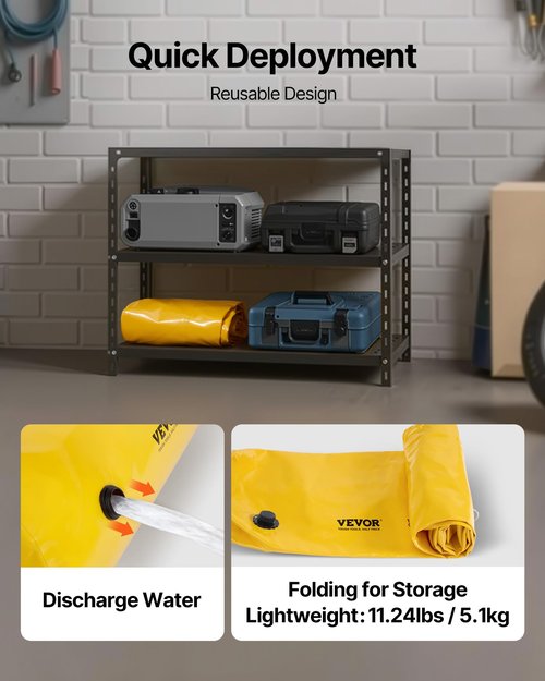 Flood Barrier, Flood Bags, Sandbag Alternative, Water Barrier for Flooding with Great Waterproof Effect, Reusable PVC Water Diversion Tubes, Lightweight Flood Barriers for Home, Door, Garage(12FT*6in)
