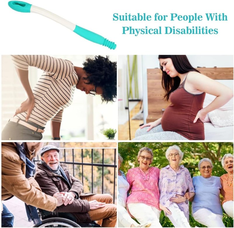 Long Handle Toilet Aid – Extends Over 15 Inches | Bottom Wiper Tool for Independence & Hygiene – Securely Grips Toilet Paper or Wipes, Ideal for Post-Surgery, Elderly, or Limited Mobility Care