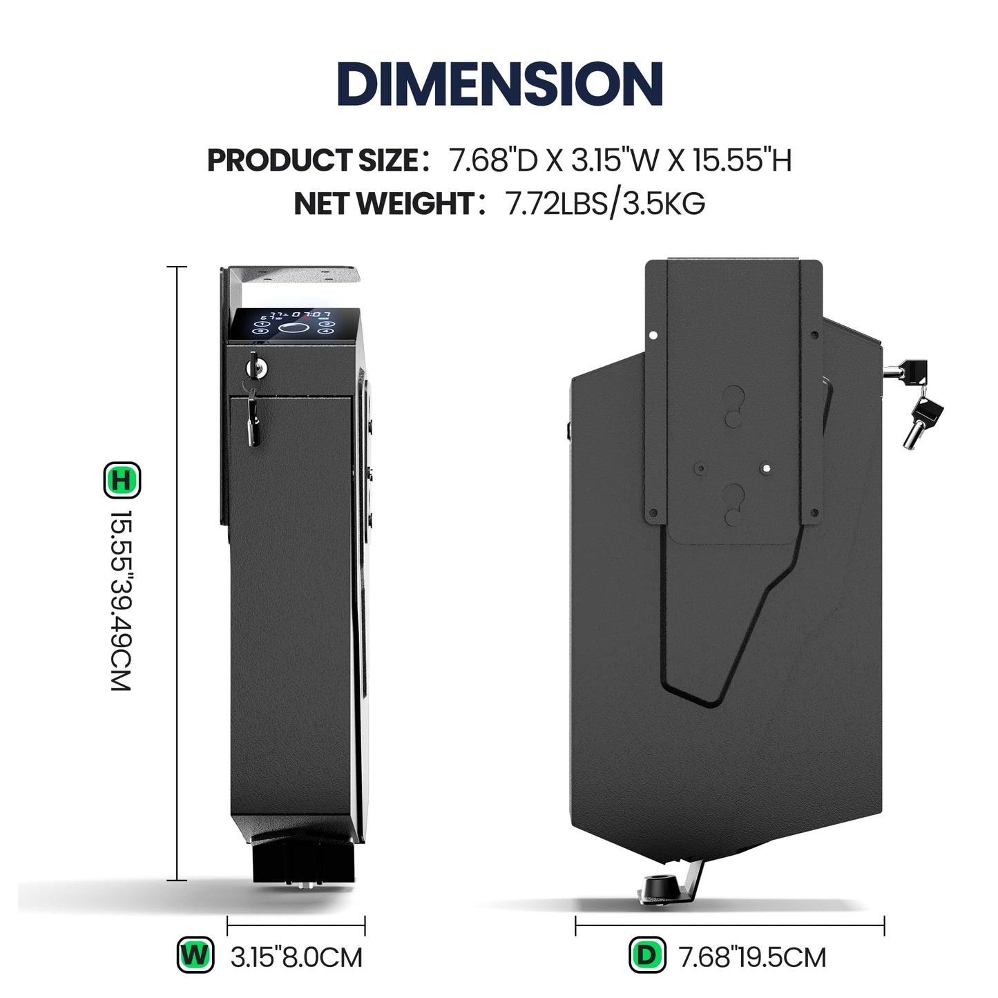 KornerBatl Quick Access Biometric Bedside Gun Safe for handgun, 2 in 1 Mounted Drop Down Nightstand Pistol Safe with Fingerprint & Passcode & Key 3 Ways