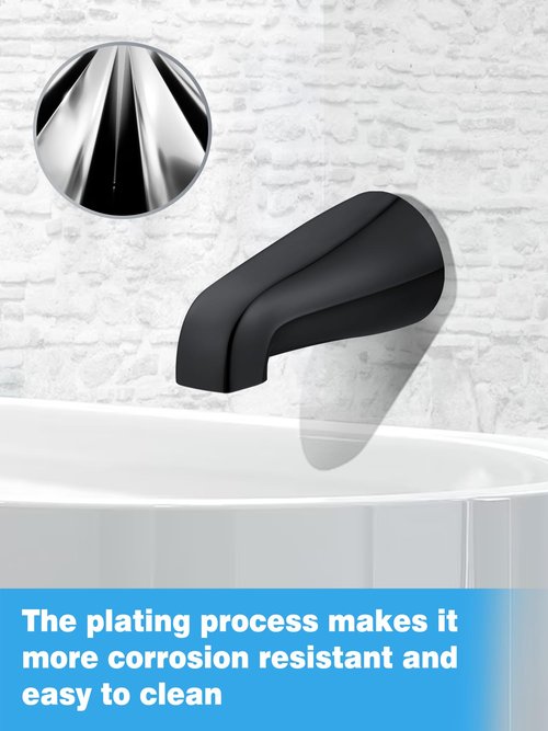 Universal Tub Spout with 5 in 1 Adapter, Bathtub Faucet Replacement Without Diverter, 5" Length, Fits 1/2", 3/4" IPS Thread for All Shower and Tub Faucet Brands (Black)