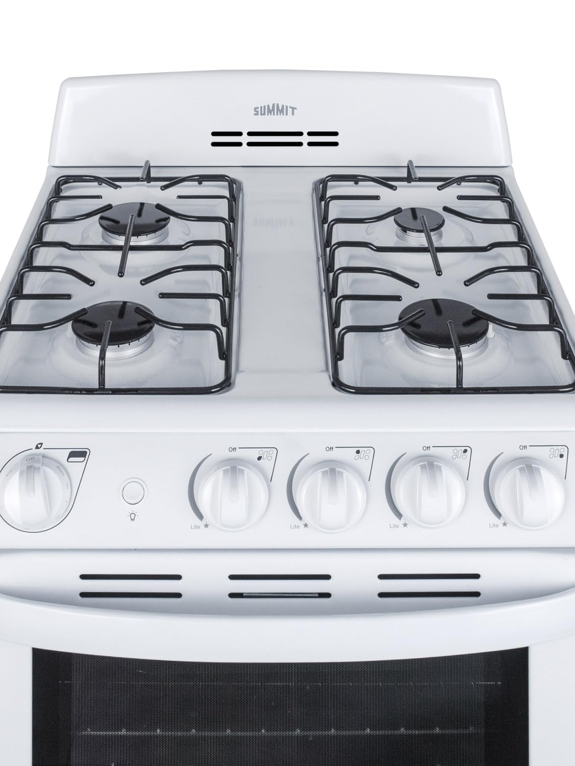 Summit 20” Gas Range, 4 Burners, Full 2.3 cu.ft Oven - (ADA Compliant) - RG200WS