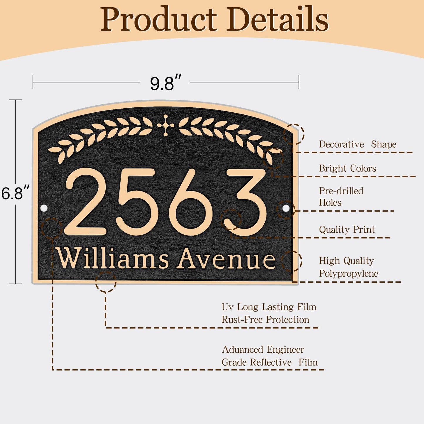 Personalized Address Plaque Hand-Carved - House Number Plaque Sign,Address Sign Plate for Outside House,Door,Driveway,Yard,Gate,Fence,Mailbox Rust-Free 12 x 7.8 inch