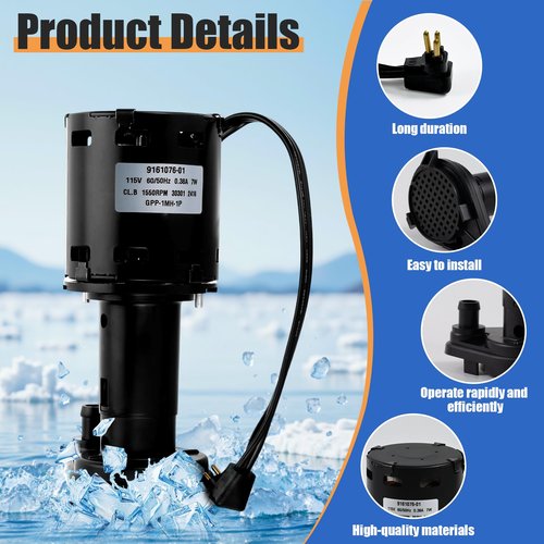 9161076-01 Ice Machine Pump Motor Compatible with Ice O Matic 120V C20, C30, C40, C50, C60 and More,Replace 803338 etc