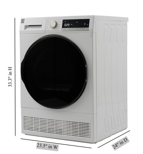Kenmore 4.0 cu. ft. Ventless Compact Front Load Electric Dryer-with Guard to Reduce Wrinkles & Static-Sanitize and Smart Sensor Drying-LED-Energy Star Certified, White