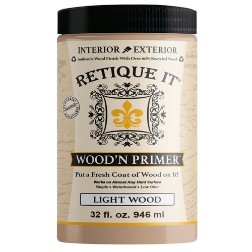 Retique It Wood'n Primer - Paint it then stain it - Stainable Wood Fiber Paint (Light Wood, Large)