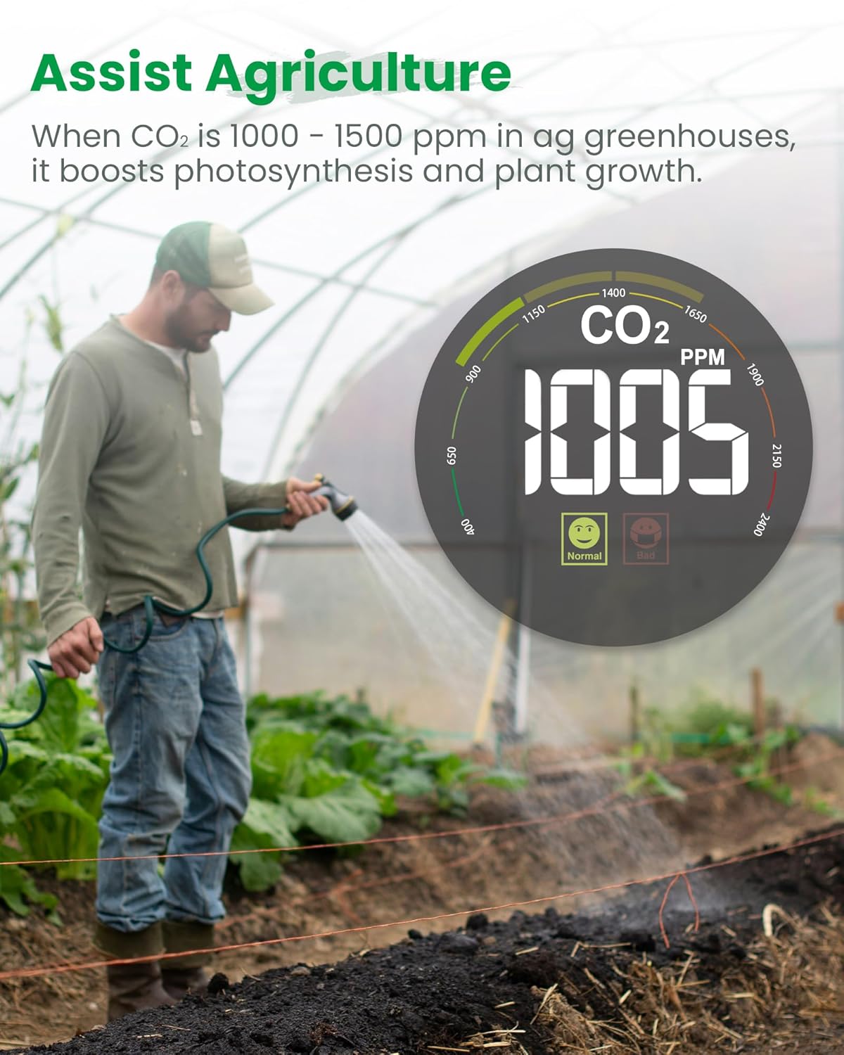 Newentor CO2 Monitor, Indoor Air Quality Meters, Carbon Dioxide Detector with Voice Alert, Large Display CO2 Tester, Temperature Humidity Sensor, Alarm Clock for Home, RV, Grow Tents, Black