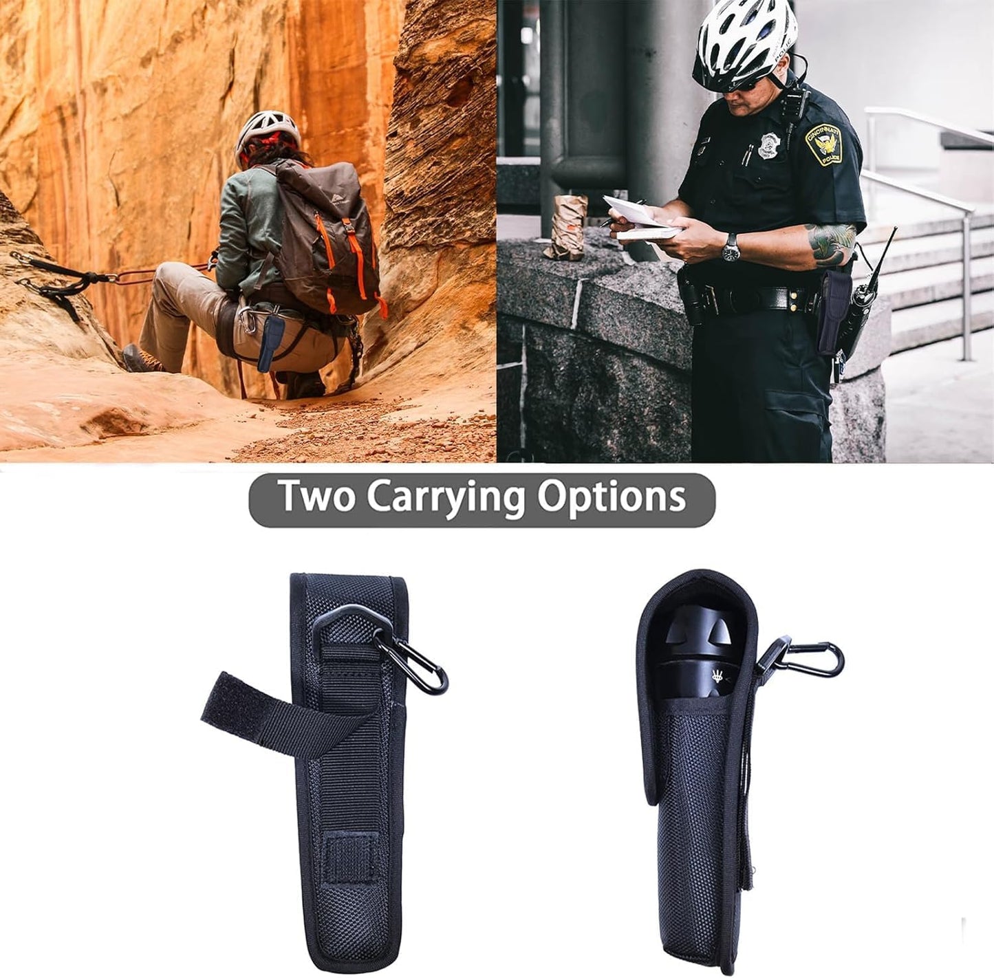 Nylon Flashlight Holster Stun Gun Case for Duty Belt, for 4.7"-6.5" Flashlight, Stun Gun with LED Flashlight etc