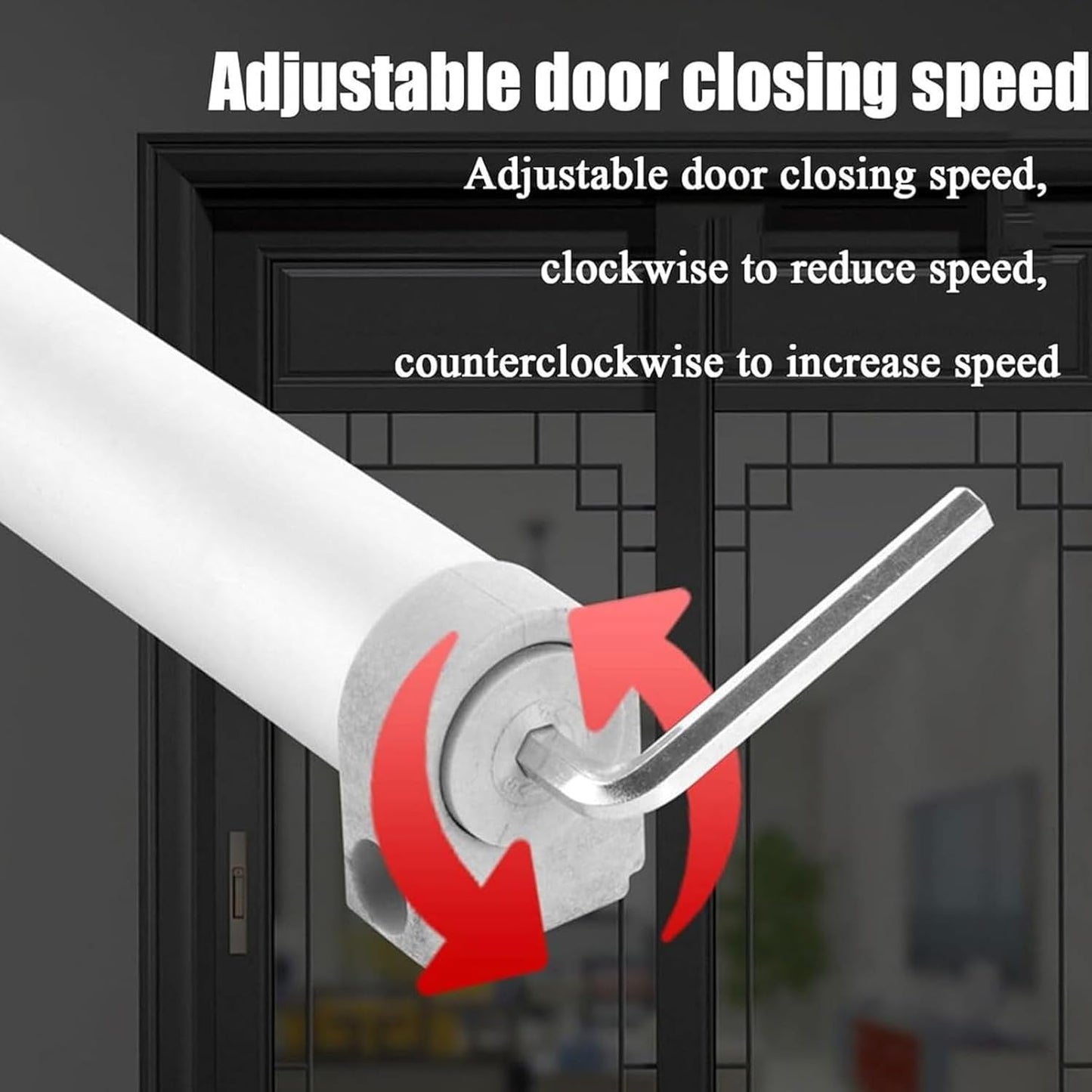 Self Closing Patio Door Closer, Sliding Door Quiet Automatic Closer, Adjustable Closing Cushion Speed, for Door Widths from 29.5 to 51", for Balconies, Kitchen