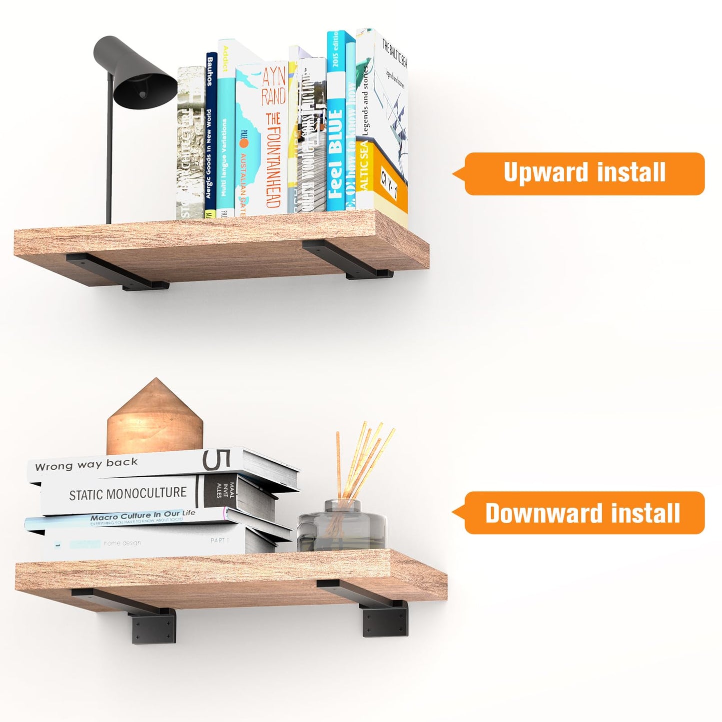 Floating Shelf Bracket 12inch 6 Pack L Brackets for Shelves Black Metal Heavy Duty Shelf Brackets for DIY Decorative with Mounting Hardware