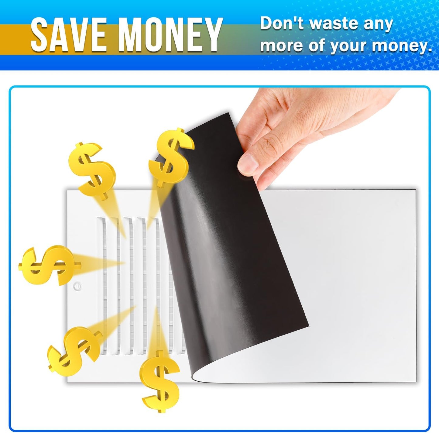 E BAVITE 6 Pack Magnetic Vent Covers, Strong Vent Covers 5.5x12inch Magnetic Vent Covers Flexible Magnets in Sheet Form for Iron Floor HVAC and AC Vents