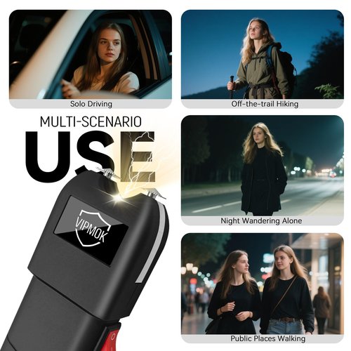 VIPMOK-928 2 in 1 Stun Gun with LED Flashlight丨Anti-Grab Design丨for Self-Defense Only丨Good Battery Performance in Temperatures Below Freezing丨for Women & Men, Zoo Keepers, Taxi Drivers, etc - 1 Pack