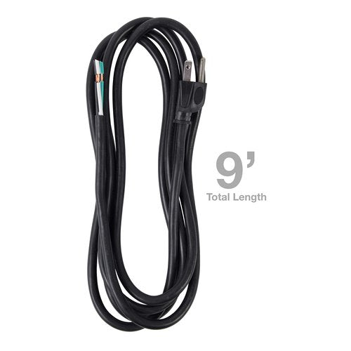 Bergen Industries Inc PS913163 3-Wire Appliance and Power Tool Cord, 9 ft, 16 AWG, 13A/125V AC, 1625w, Black