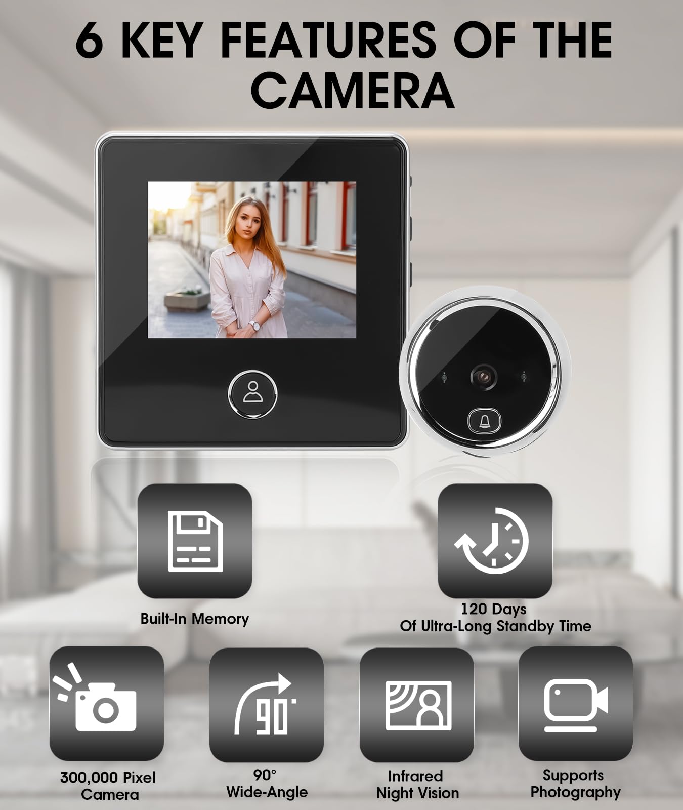 Irosiy 2.8in Digital Door Viewer Peephole Camera with High-Definition Display, Infrared Night Vision, Wide Angle for Home, Hotel, Apartment, Security Digital Door Eye Viewer