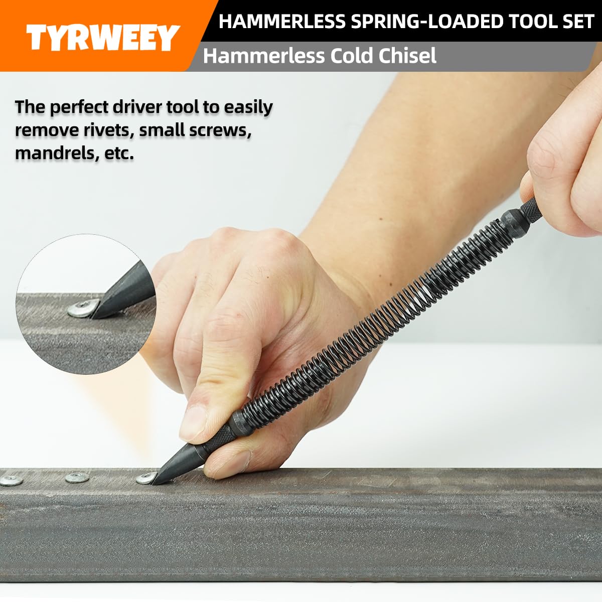 TYRWEEY 5-Piece Nail Setter Dual Head Nail Set & Dual Head Center Punch & Hinge Pin Remover Punch Set, Spring Loaded Center Hole Punch, Nail Setter Features 1/8-in, 3/32-in, 3/16-in, 1/16-in, 1/32-in