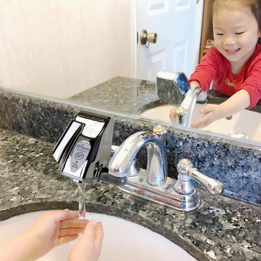 iTouchless EZ Faucet PRO Automatic Sensor Faucet Adapter for Bathroom, Kitchen Sink, also use as Cat Fountain and Pet Water Dispenser