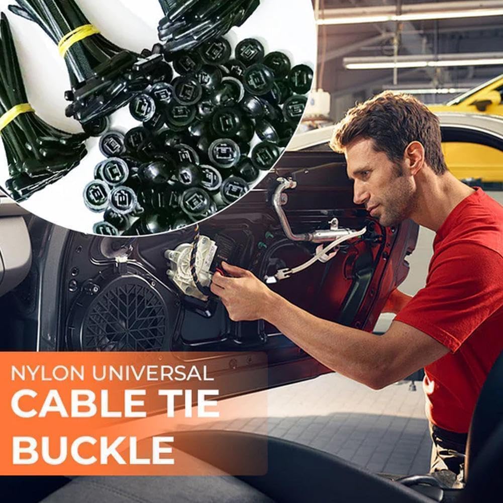 100PCS Nylon Universal Cable Tie Buckle,heavy duty self-locking zip ties holder,Multipurpose Plastic Cable Ties Tool UV Resistant Zipties for Car Daily Repair