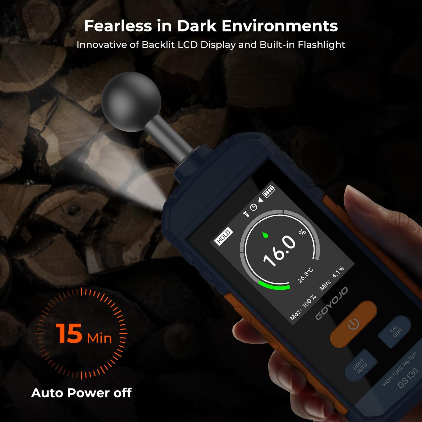 Wood Moisture Meter for Drywall, Pinless Moisture Meter, Rechargeable 5~40mm Moisture Detector for Home, Non-destructive Moisture Reader for Wall, Lumber, Floors, Firewood and Construction Materials
