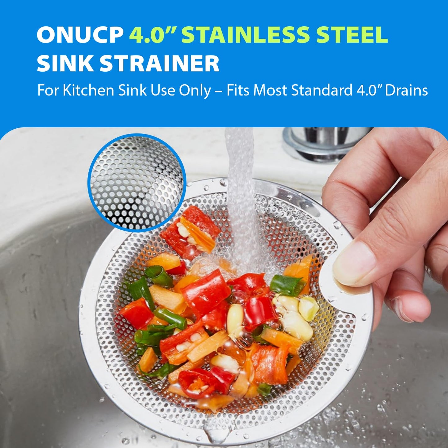 4" Stainless Steel Sink Strainer 2 Pack – Kitchen Drain Protector & Food Catcher