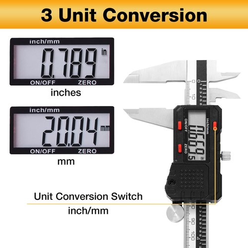 UNIPEC Digital Caliper Measuring Tool, Micrometer Caliper,Stainless Steel Vernier Caliper with Large LCD Screen,Easy Switch, 6 inch,Inch and Millimeter Conversion