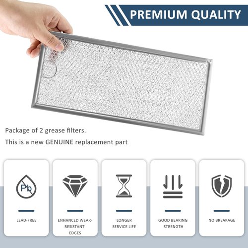 2 Pack Microwave Grease Filter Compatible with Whirlpool and GE Microwaves - WB06X10596 Microwave Oven Grease Filter Approx 13" x 6" by AMI PARTS
