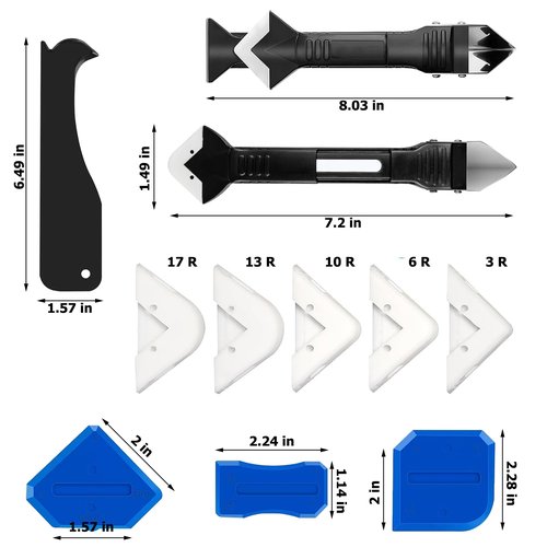 Rotatable Caulk Gun, Caulking Tool Kit and Caulk Remover,Sealant Finishing Tool Grout Scraper,Great Silicone Gun Tools for 10oz Caulk tubes, 8:1 Thrust Ratio