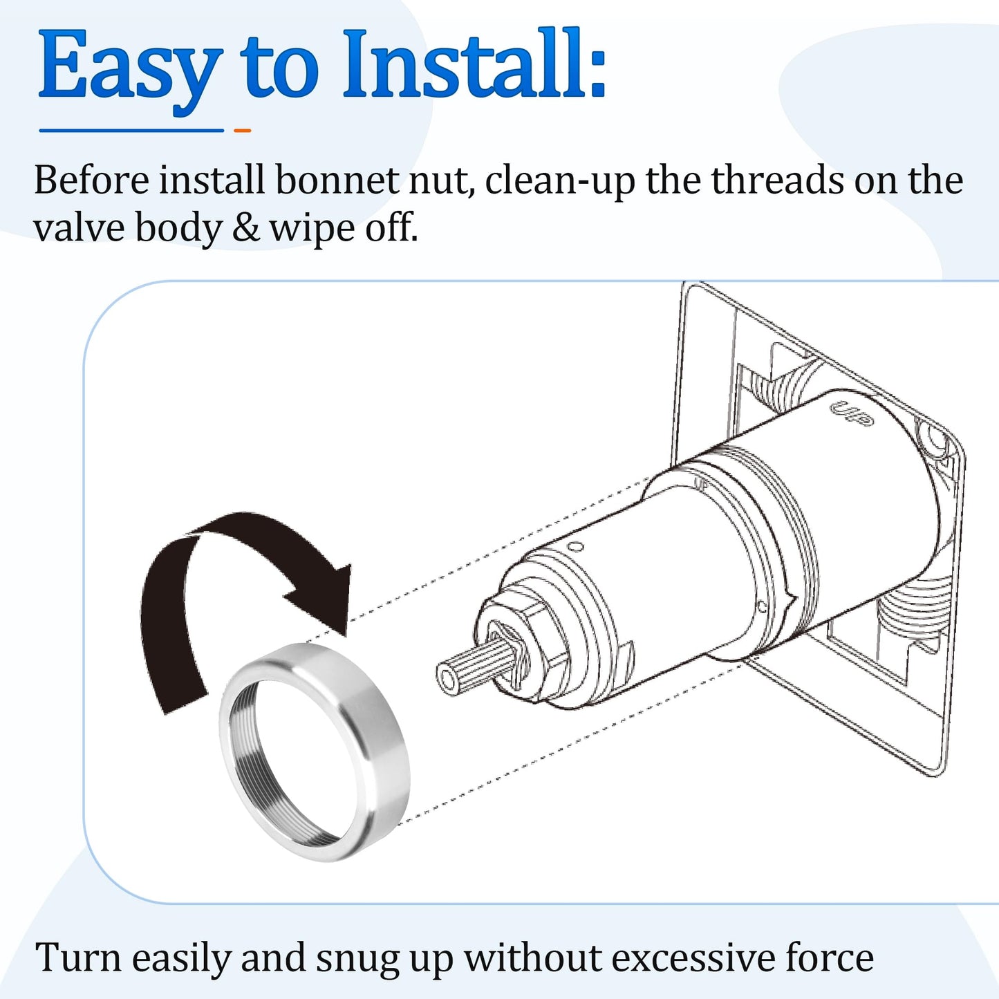 Shower Cartridge Bonnet Nut RP22734 Compatible with Dleta Single Handle Tub/Shower Faucets, Faucet Bonnet Nut for R10000-UN, 1300,1400 and 1700 Series Tub/Shower Faucets - Shower Parts for Dleta