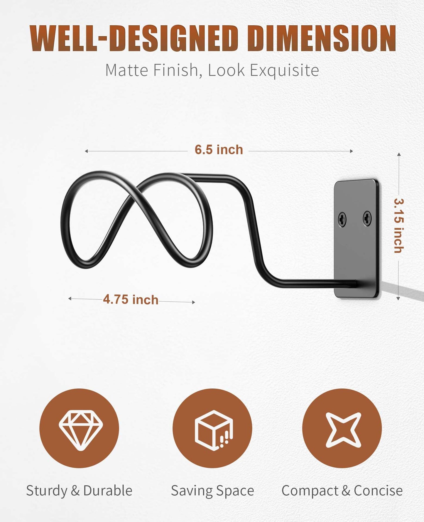 Livelab Cowboy Hat Holder, (4 Pack) Cowboy Hat Rack for Wall Mount, Metal Hat Organizer Storage Cowboy Hats Hanger Hooks for Fedora, Sun Hats, Wide Brim