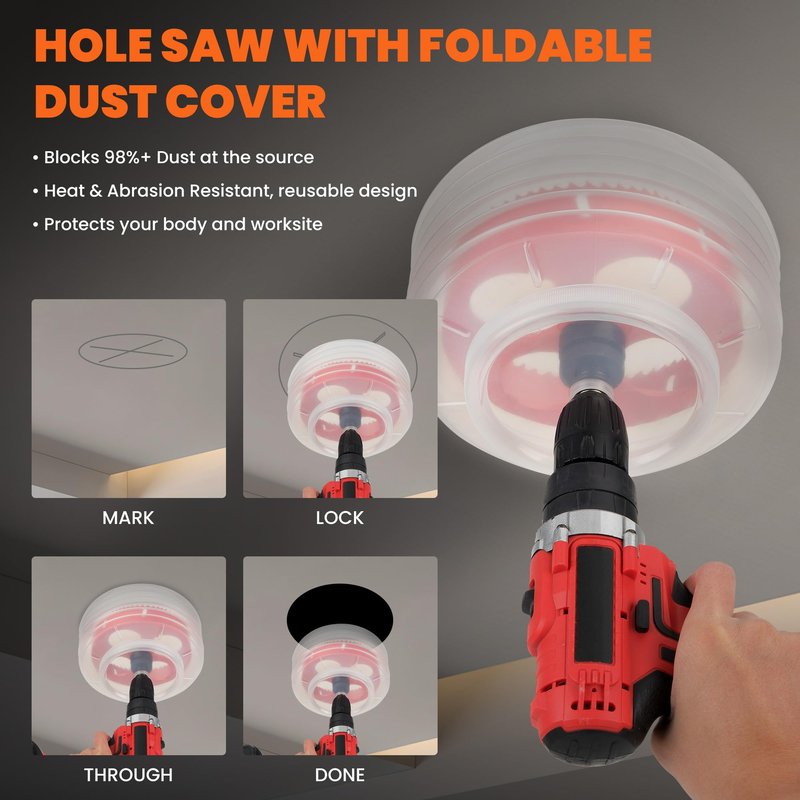 REKCKRUL (105mm | 4-1/8 Inch) HSS M42 with 8% Cobalt Bi-Metal Hole Saw – for Wood, Metal, Plastic, Drywall, PVC, Gypsum Board, Rubber – Includes Dust Bowl Catcher, Arbor, 2 Pilot Drill Bits & Hex Key