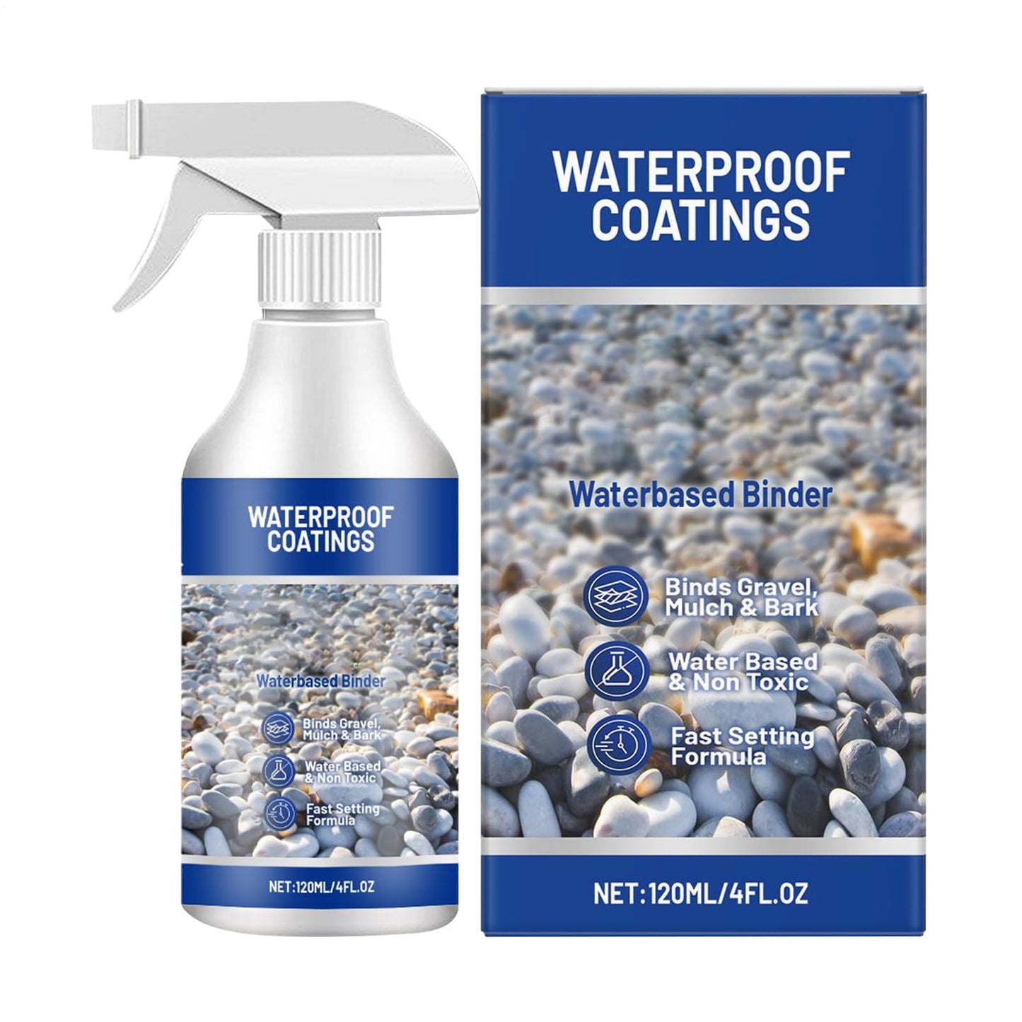 Rock Glue for Pea Gravel - Mulch Glue for Rocks | Sealer Adhesive Stabilizer Waterproof Fast Drying Spray 120ml for Outdoor Yard Playground Patio Backyard