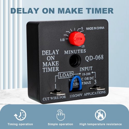 Weasch 2Pcs Delay On Make Timer, QD-068, 0.03 to 10 Min, Adjustable Delay, 19-288 VAC OR DC (2)