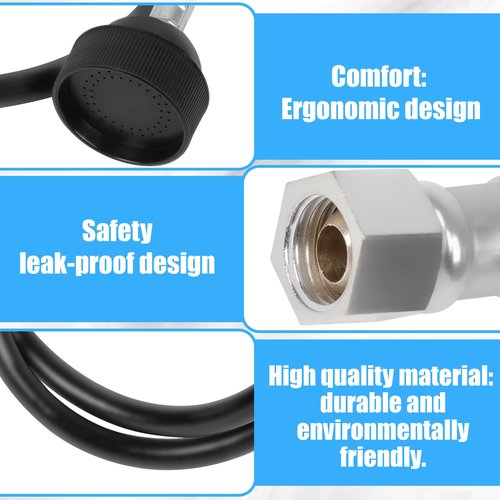 Shampoo Bowl Sprayer Head with Black Rubber Hose to Attach Shampoo Bowl Faucet Vacuum Breaker Replacement for Salon, Barber Shop, Spa, 1/4" Thread