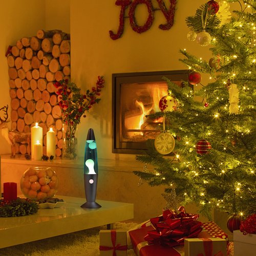 Vanful Magma Liquid Motion Lamp with Black Base for Adults Blue Lamps with White Wax for Kids Mood Lamps Perfect Presents for Christmas Thanksgiving Day NightLight with 25W Bulb