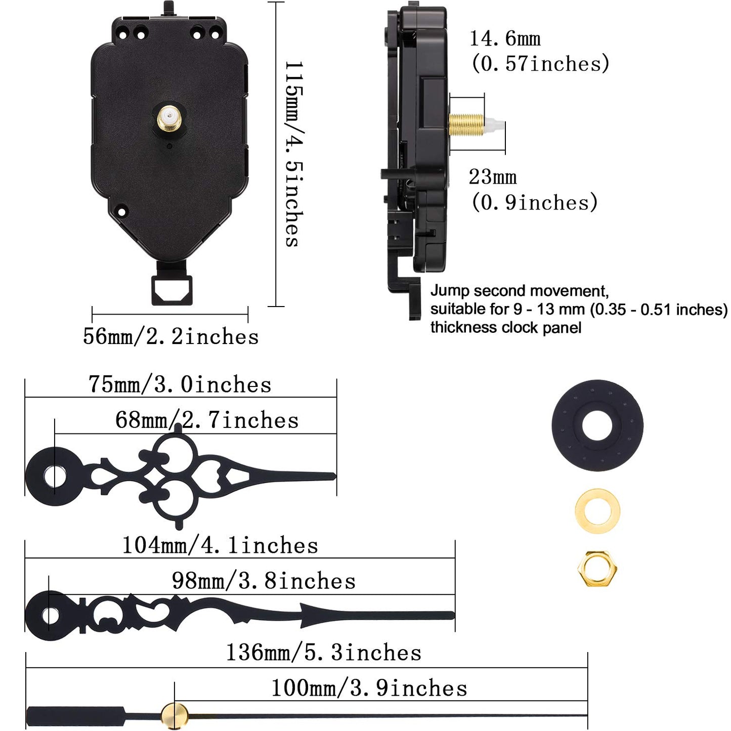Hicarer DIY Quartz Clock Movement Kits Replacement Clock Movement Mechanism Pendulum (Rod Length 0.9 Inch)