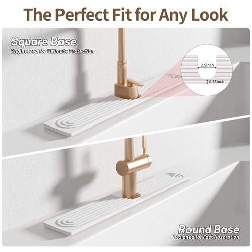 IMGROSE Faucet Mat for Kitchen Sink, Diatomite Stone Drying Sink Protectors, Bathroom Faucet Splash Guard, Quick Dry Water Absorbing, Non-Slip Stone Tray for Kitchen Counter, White, 23.6" x 3.9"