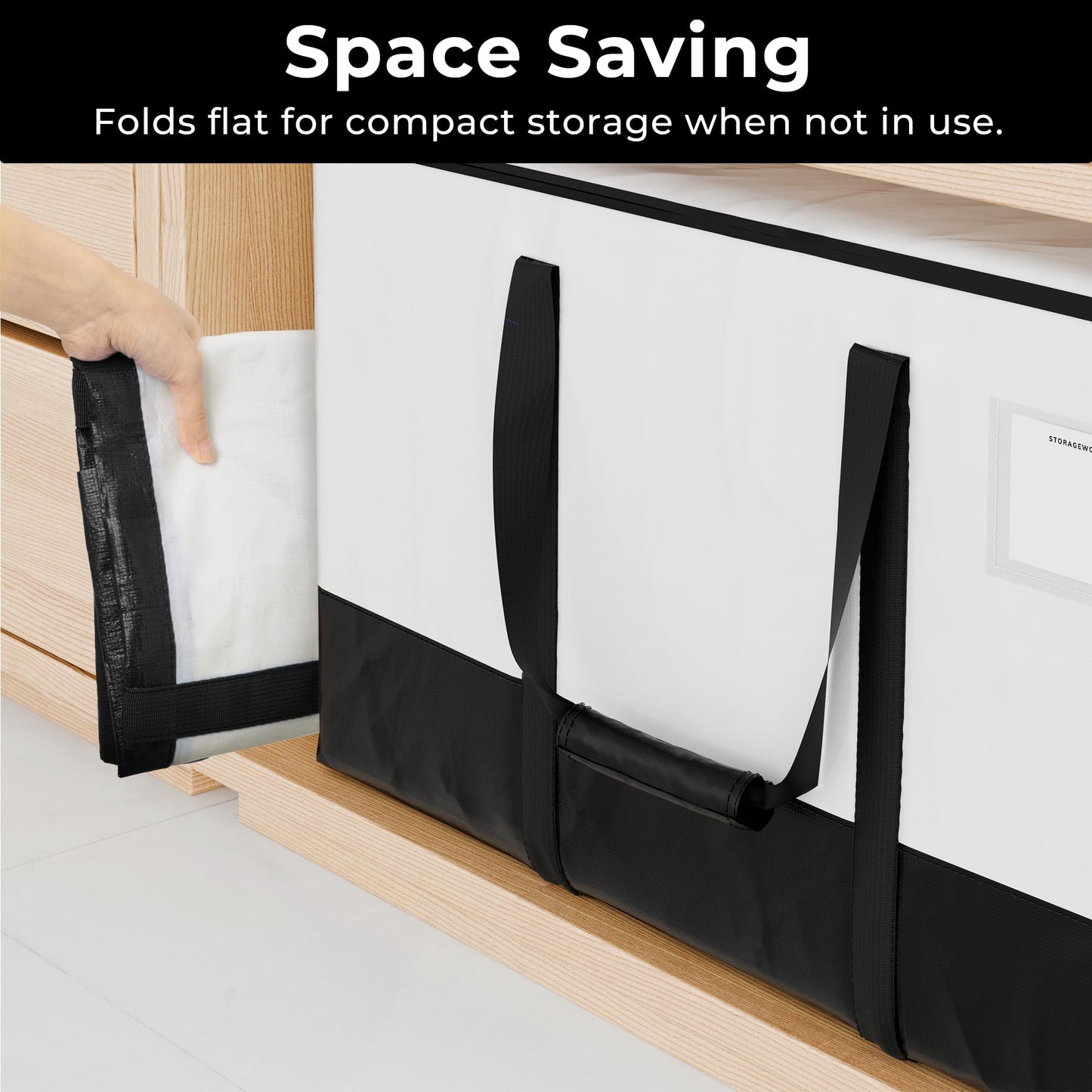 StorageWorks 6 Pack Extra Large Moving Bags, Heavy Duty Storage Packing Tote for Clothes, Alternative to Moving Boxes, Collapsible Moving Supplies with Reinforced Handles, White and Black