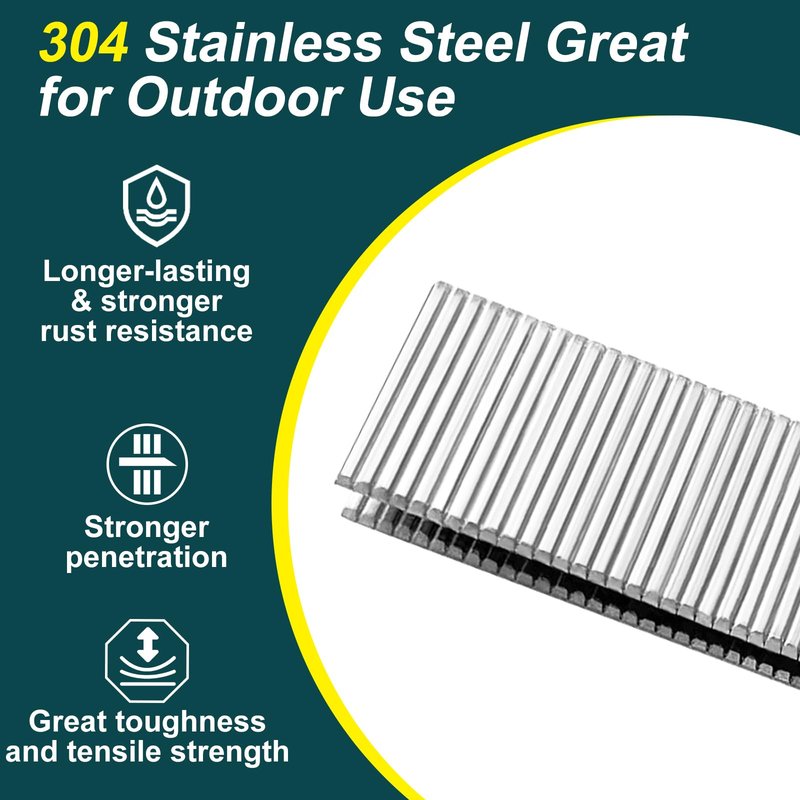 Toicann 18 Gauge Norrow 1/4" Crown Staples 304 Stainless Steel 18 GA Staples for Pneumatic, Electric Stapler (1"-1120 pcs)