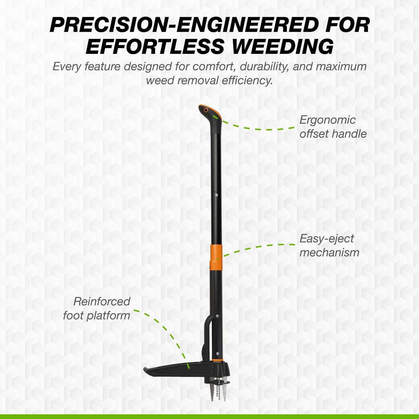 COSPARX Weed Puller Tool – 4-Claw, Extra-Long 43” Handle, No Bending, Easy Eject – Removes Weeds Effortlessly – Sturdy Foot Pedal & Lightweight Aluminum – Effortless Hand Weeding Tool