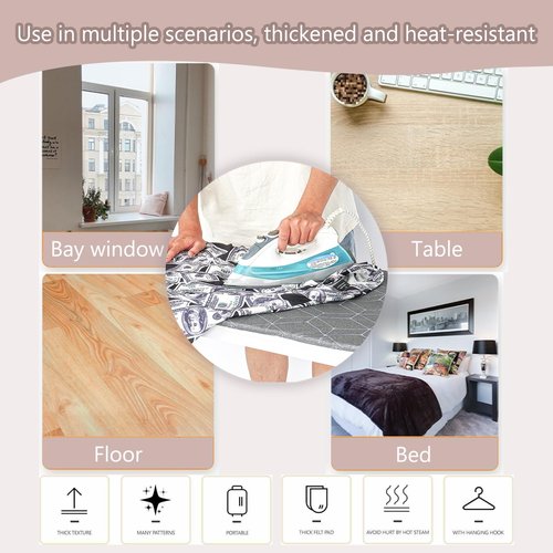 HomeToDou Hanging Steamer Board - Over The Door Steamer Pad & Stand for Steaming Clothes,Foldable Steam Board & Garment Steamer Rack,Multi-Functional Pad with 360° Rotatable Hook