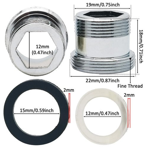 2pcs Faucet Aerator Adapter,19mm Male To 22mm Male Fine Thread Brass Sink Faucet Adapter for Connecting
