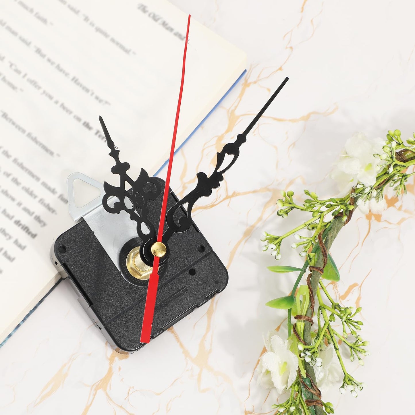 Gosknor Wall Clock Repair Kit, 1.26 Inch Quartz Long Shaft Clock Movement Replacement Mechanism Timepiece Repair Kit with Second/Minute/Hour Hand Parts