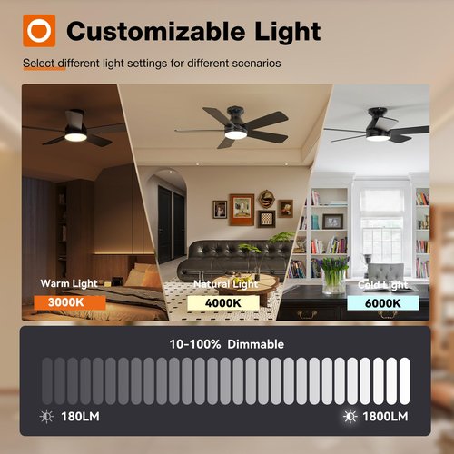 addlon Ceiling Fans with Lights, 42 Inch Low Profile Ceiling Fan with Light and Remote Control, Flush Mount, Reversible, 3CCT, Dimmable, Quiet, Black Small Ceiling Fan for Bedroom Indoor/Outdoor Use