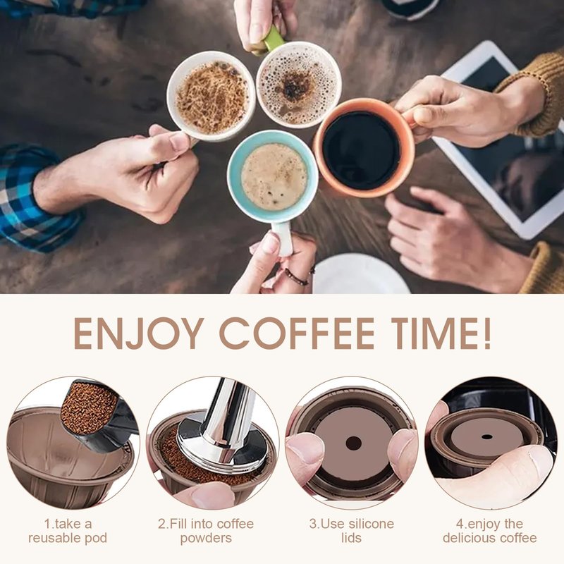 Sendoger Starter Set (4 Cups & 2 Silicone Lids) Reusable Pods for Nespresso Vertuo, 2x150ml & 2x230ml Refillable Coffee Capsules Compatible with Vertuoline Plus & GCAT1 and ENV135/150,No Foil Needed