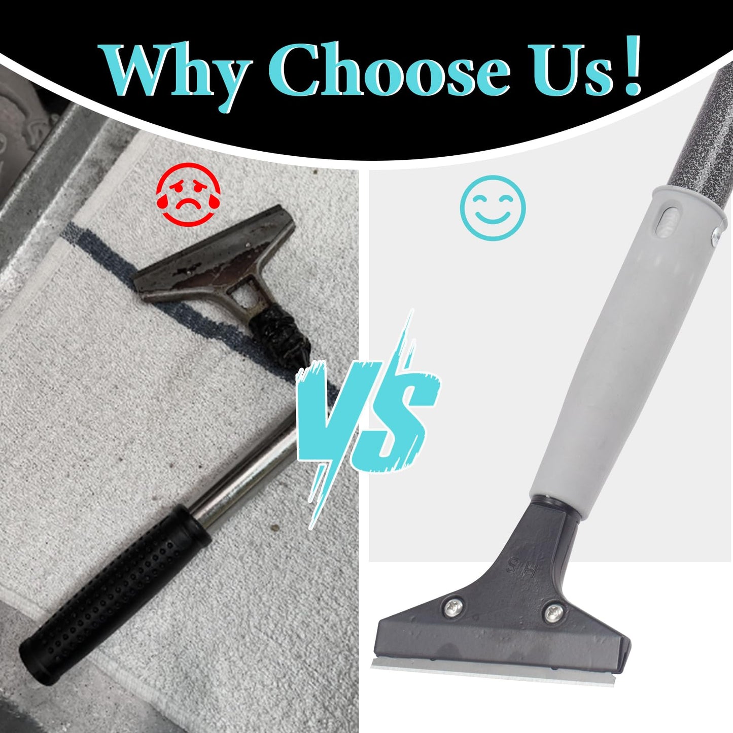 Frebuta Floor Scrapers Long Handle ,16 to 31In Heavy Duty 4 inch Razor Blades Scraper with 10PC Floor Blades Sponge Handle Iron Tube Scraper for Cleaning Quick and Easy Removal Price Stickers