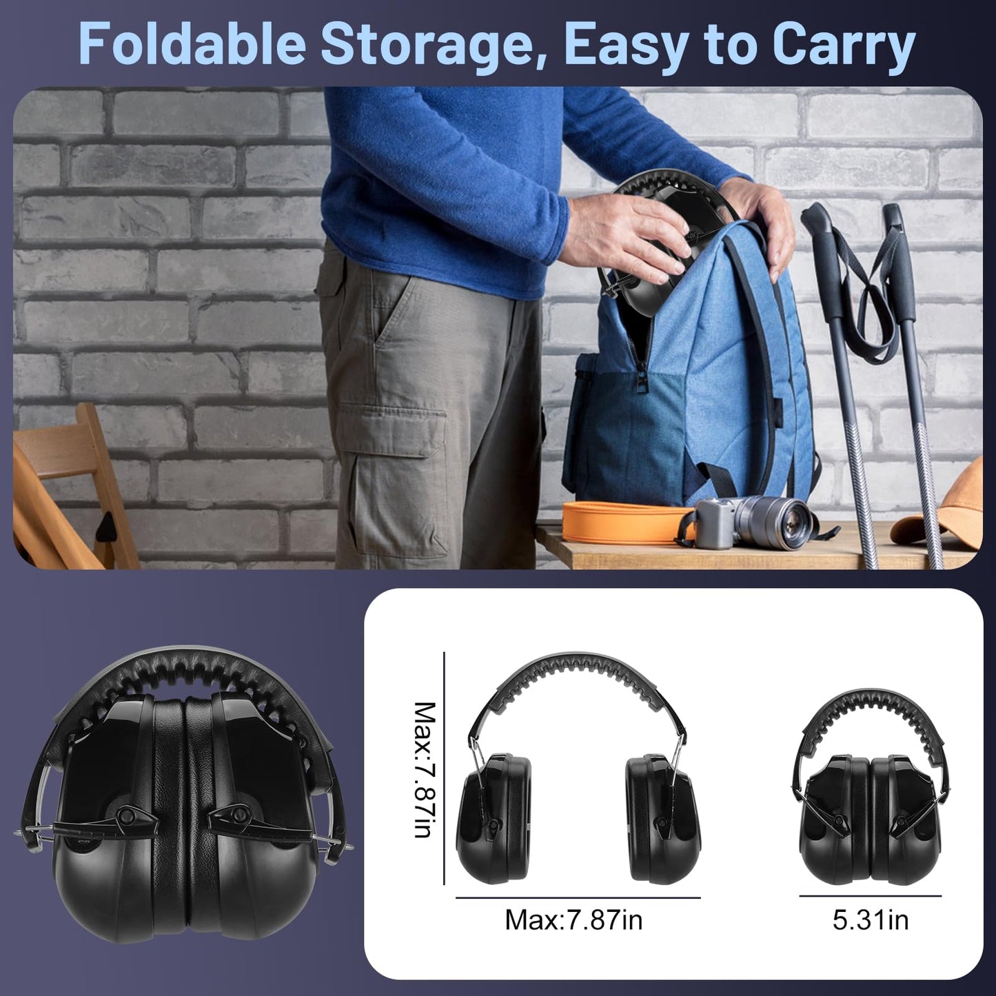 2 Pack 34dB Noise Canceling Headphones For Shooting, Hearing Protection Earmuffs, Ear Protection Headphones, Thickened Headband Ear Muffs For Noise Reduction For Shooting, Construction,Mowing